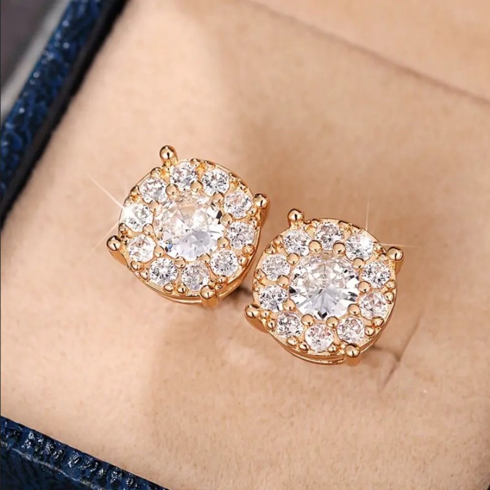 14K Gold Womens 2ct Diamond Round Stud Earrings Ladies New 14 K Silver Jewelry